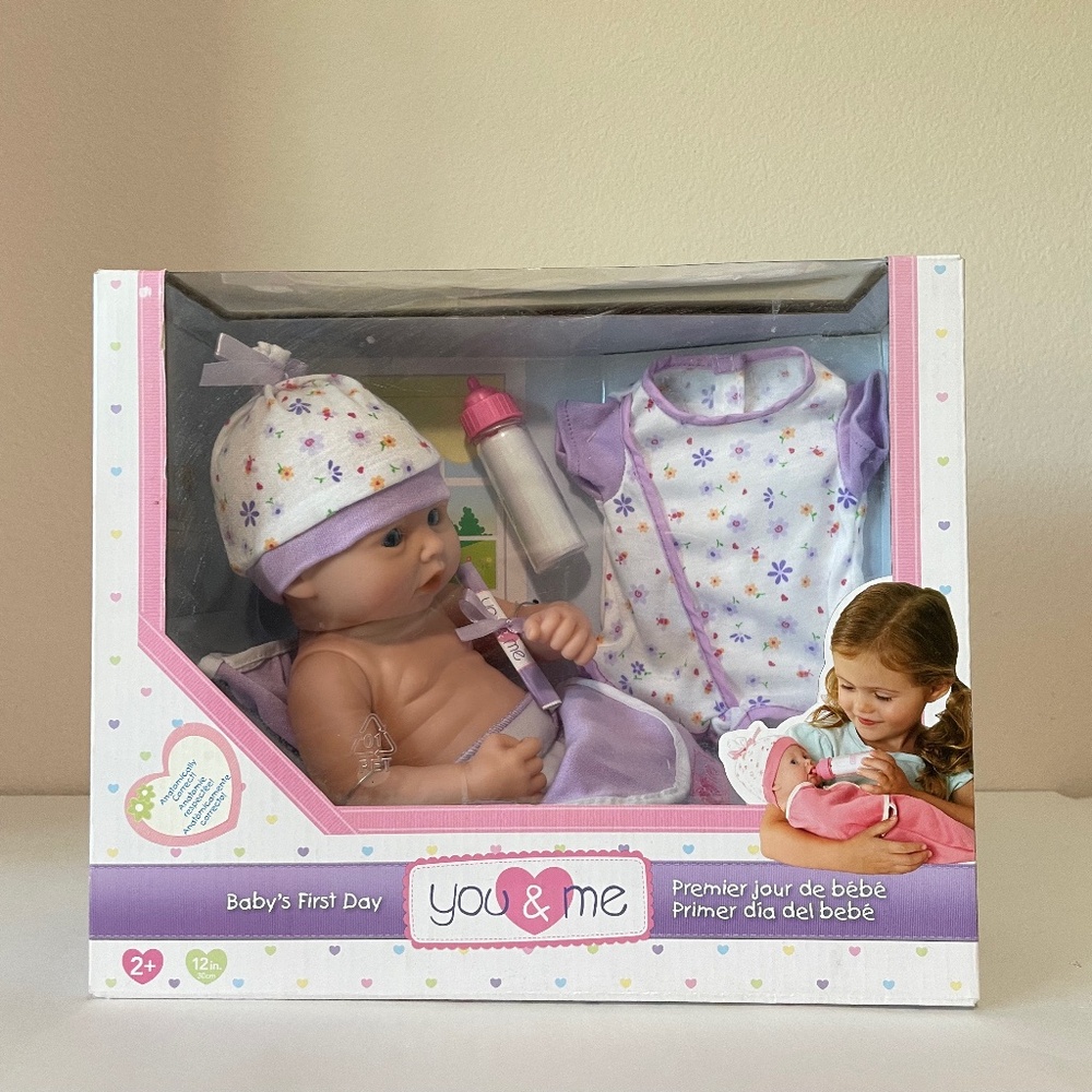 You & Me Baby's First Day Baby Doll - 12 Inch African American Doll Playset
